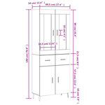 vidaXL Buffet haut Chêne fumé 69 5x34x180 cm Bois d'ingénierie