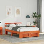 vidaXL Cadre de lit Marron cire 135 x 190 cm Bois massif en pin
