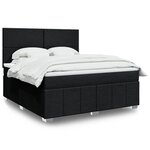 vidaXL Sommier à lattes de lit avec matelas Noir 180x200 cm Tissu