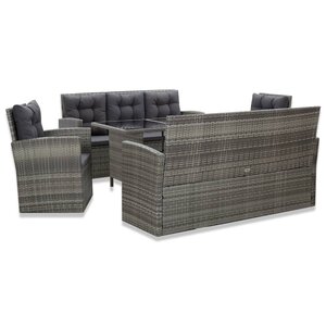 vidaXL Ensemble à manger d'extérieur 5Pièces coussins Résine tressée Gris