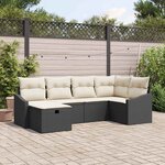 vidaXL Ensemble de canapé de jardin avec coussin 6 Pièces Noir et Crème