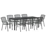 vidaXL Set de jardin et salle à manger 9 pièces Anthracite Acier