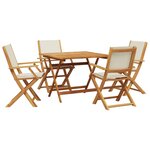 vidaXL Ensemble à manger de jardin 5 Pièces blanc crème tissu bois massif