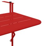 Table de balcon suspendue pliable vidaXL Rouge 60x40 cm Acier