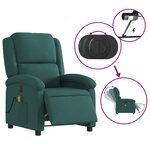 vidaXL Fauteuil de massage inclinable électrique Vert foncé Tissu