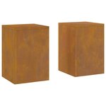 vidaXL Supports pour plantes 2 Pièces Rouillé 24 x 24 x 35 cm