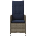 vidaXL Lot de 2 chaises de jardin inclinables avec Table en résine tressée grise