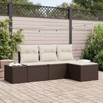 vidaXL Ensemble de canapé de jardin 4 Pièces Marron Poly rotin