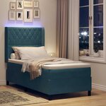 vidaXL Lit à Ressorts avec Matelas LED Bleu 100 x 200 cm Velours