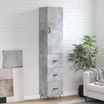 vidaXL Buffet haut Gris béton 34 5x34x180 cm Bois d'ingénierie