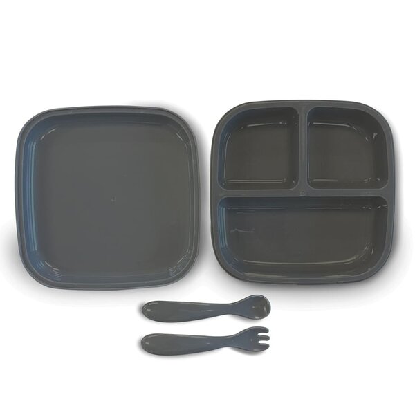 DERYAN Vaisselle enfant Silicone Quuby Gris