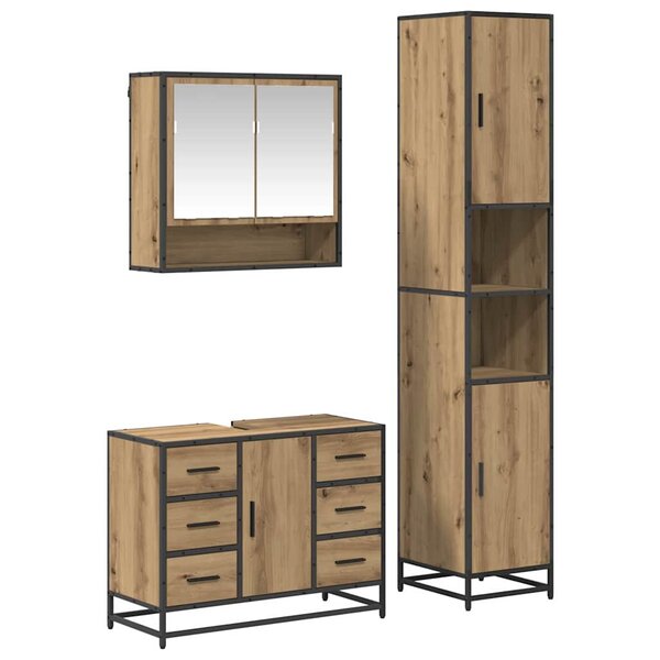 vidaXL Ensemble de mobilier de salle de bain 3 Pièces chêne artisanal
