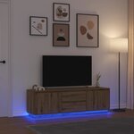 vidaXL Meuble TV avec éclairages LED chêne artisanal 160 5x41x50 cm