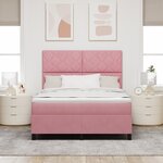 vidaXL Lit à Ressorts avec Matelas et LED Rose 160x200 cm Velours