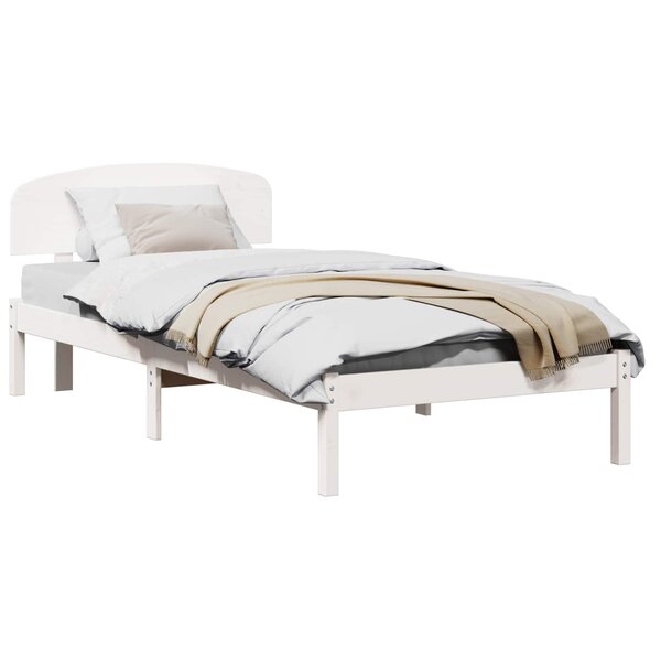 vidaXL Cadre de lit avec tête de lit Blanc 80 x 200 cm Pin massif