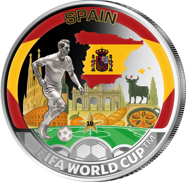 Monnaie SPAIN FIFA World Cup Champions Metal 50 Cents Solomon Islands 2026 (PRÉCOMMANDE)