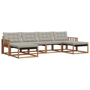 vidaXL Ensemble de canapés d'extérieur 6 pc Gris Naturel et Clair
