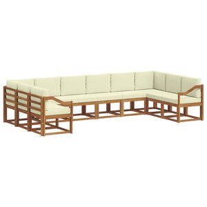 vidaXL Ensemble de canapés d'extérieur 10 pc Naturel et Crème