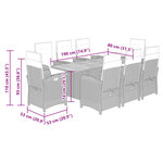 vidaXL Ensemble à manger de jardin et coussins 9 Pièces beige Poly rotin