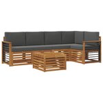 vidaXL Ensemble de canapés d'extérieur 6 pc Naturel et Anthracite
