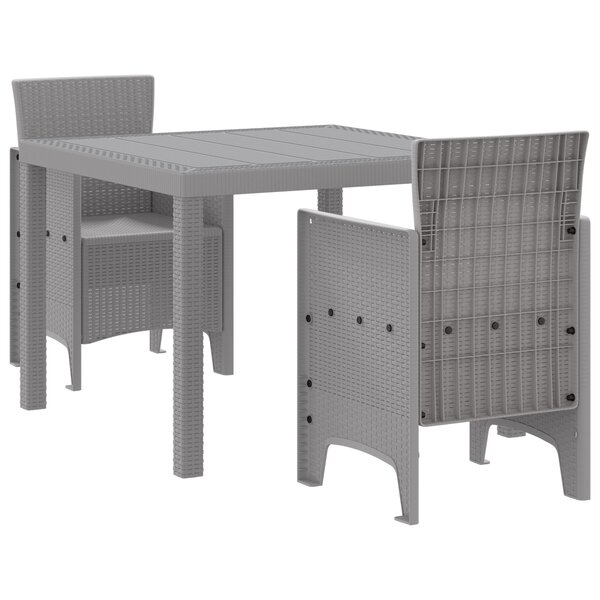 vidaXL Ensemble de salle à manger jardin 3 pièces gris clair en poly rotin