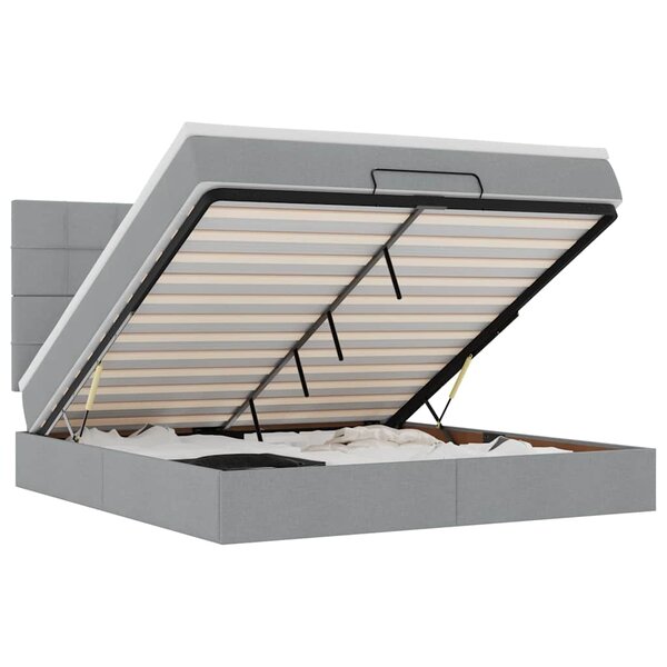 VidaXL Cadre de lit ottoman et matelas gris clair 160x200cm tissu