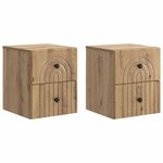 vidaXL Cabinet de chevet mural 2 Pièces Chêne artisanal 33 x 34 5 x 40 cm