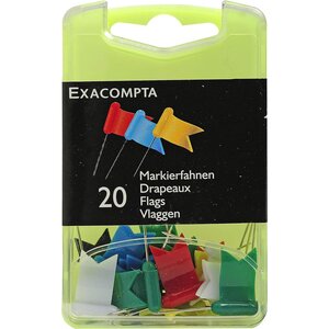 Boîte de 20 épingles drapeaux 16mm Couleurs assorties EXACOMPTA