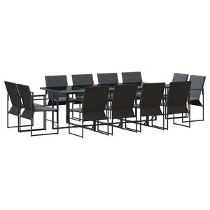 vidaXL Ensemble de salle à manger pour jardin 13 Pièces Noir Acier