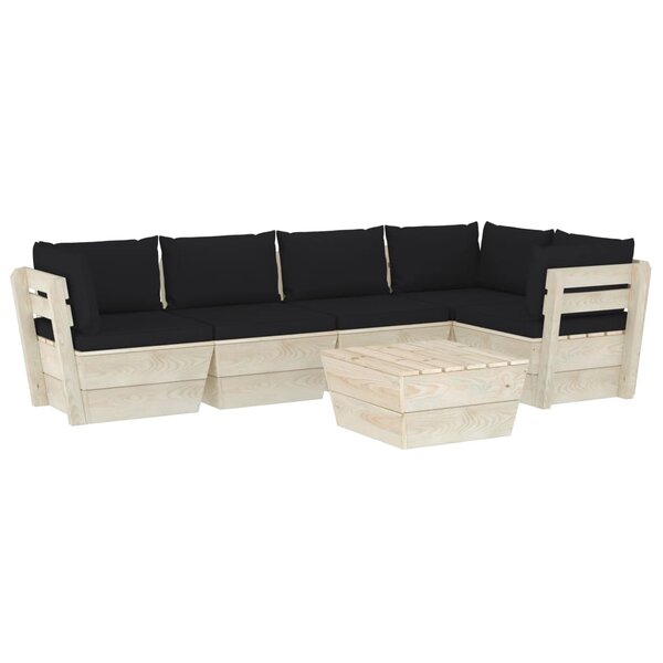 vidaXL Salon de jardin palette 6 Pièces avec coussins bois d'épicéa