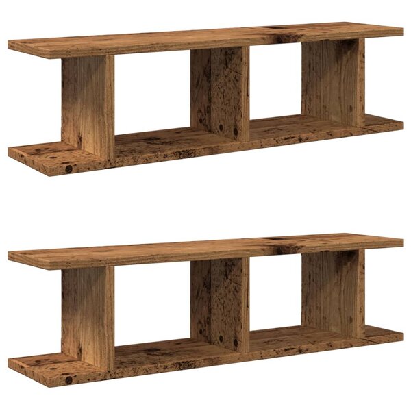 vidaXL Étagères murales 2 Pièces vieux bois 75x18x20 cm bois d'ingénierie
