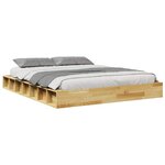 vidaXL Cadre de lit sans matelas 140x190 cm bois massif de chêne