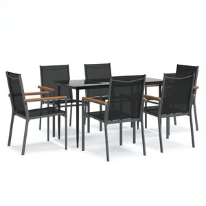 vidaXL Ensemble à manger de jardin 7 Pièces noir textilène et acier
