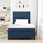 vidaXL Lit à ressorts avec matelas et lumière LED - Bleu  120 x 190 cm en tissu