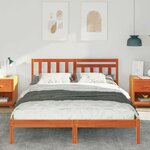 vidaXL Cadre de lit avec tête de lit Brun cire 150 x 200 cm Pin massif
