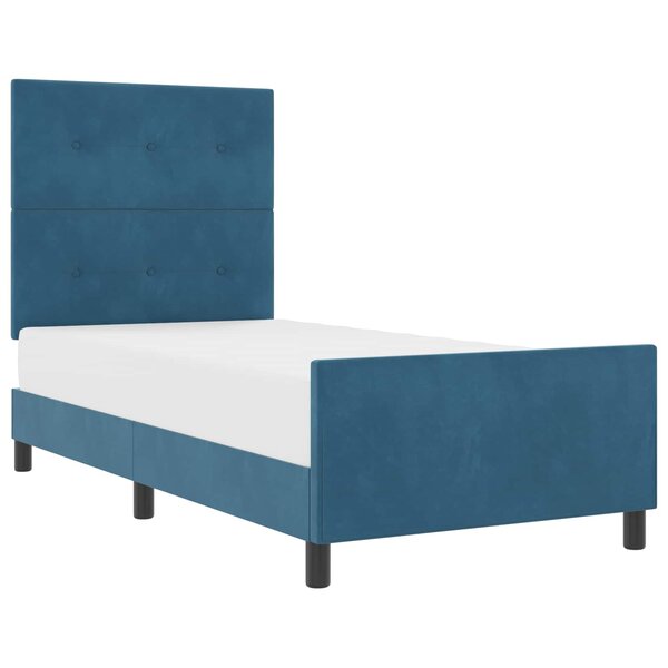 vidaXL Lit à ressorts avec tête de lit Bleu foncé 90 x 200 cm Velours
