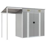 vidaXL Abri de jardin avec toit prolongé gris clair 277x110 5x181 cm