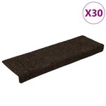 vidaXL Tapis d'escalier autocollants 30 pièces 65 x 21 x 4 cm Marron foncé Bord rectangulaire