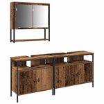 vidaXL Ensemble de mobilier de salle de bain avec porte 3 Pièces Marron