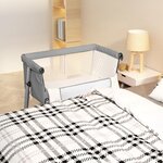 vidaXL Lit pour bébé avec matelas Gris clair Tissu de lin