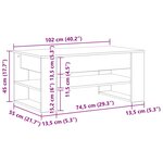 Table basse vidaXL noire en chêne 102x55x45 cm en bois d'ingénierie