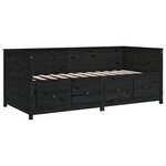 vidaXL Lit de jour Noir 100x200 cm Bois de pin massif