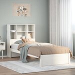 vidaXL Lit bibliothèque sans matelas blanc 90x190cm bois de pin massif