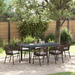 vidaXL Ensemble de salle à manger de jardin de 7 pièces avec coussins en poly rotin marron