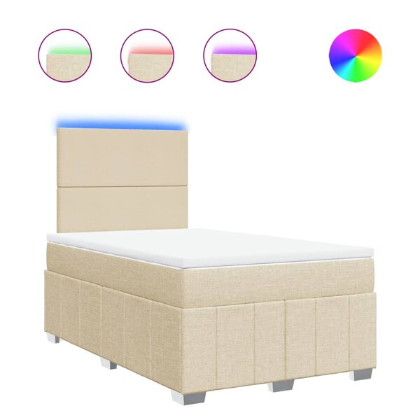 vidaXL Sommier à lattes de lit avec matelas Crème 120x200 cm Tissu