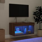 vidaXL Meuble TV avec lumières LED chêne marron 60x30x30 cm