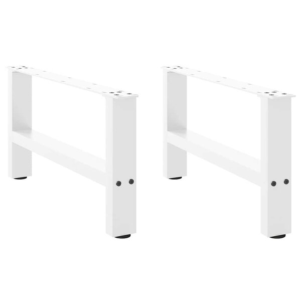 vidaXL Pieds de table basse Blanc 2 pièces 60 x (30-31) cm Acier