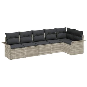 vidaXL Ensemble de canapé de jardin 6 Pièces Gris clair Poly rotin