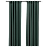 vidaXL Rideaux occultants aspect lin avec crochets 2Pièces Vert 140x245cm