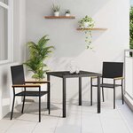 vidaXL Chaises empilables de jardin 2 Pièces Noir  Marron